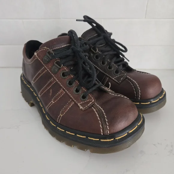 Vintage Y2K Dr. Martens Chunky Platform Brown Leather Church Monkey Shoes Mens 5 - Picture 2 of 14